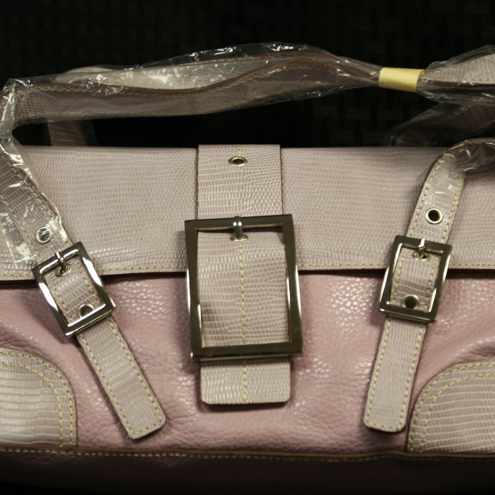MAXX New York Lavender Pebbled Croc Leather Handbag